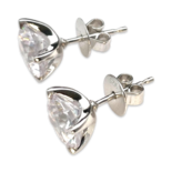 Round Silver Studs with zircons 6 mm