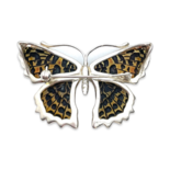 Silver amber brooch pendant Butterfly