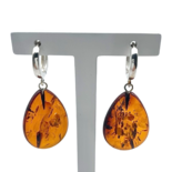 Silver amber earrings