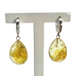 Silver amber earrings