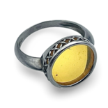 Silver amber ring