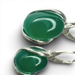 Silberne und grüne Achat-Ohrringe