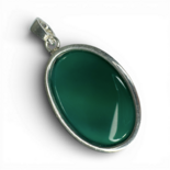 Silver and green agate pendant
