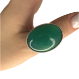 Anillo de ágata plateado y verde