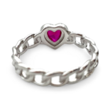 Silber geflochtene Herzring mit rotem Zirkon