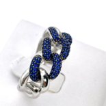 Silver Braided ring with blue zircons
