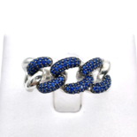 Silver Braided ring with blue zircons