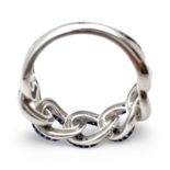 Silber geflochtener Ring mit blauen Zirkonen