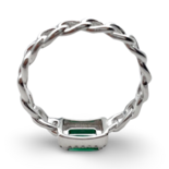 Silver Braided ring with green zircon