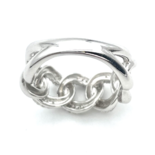 Silver Braided ring with white zircons