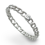 Silber geflochtener Ring mit weißem Zirkon