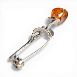 Silver Brooch with Cognac Amber Rose