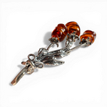 Silver Brooch with Cognac Amber Roses