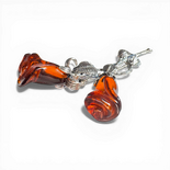 Silver Brooch with Cognac Amber Roses