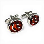 Silver cufflinks with amber “Smiley”