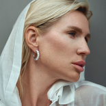 Срібні сережки сердечка з цирконами