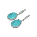 Срібні сережки з параїбою та цирконами