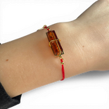 Silver gold plated amber bracelet
