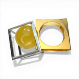 Silver gold plated amber ring