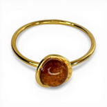 Silver gold plated amber ring