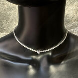 Silver necklace Heart with zircons