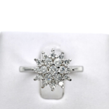 Silver ring Flower with white zircons