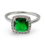 Silver ring with green zircon