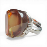 Silver Ring with Large Dark Amber (Adjustable)