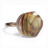 Silberring mit großem dunklem Bernstein (verstellbar)