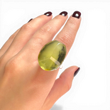 Silver Ring with Large Yellow Amber (Adjustable)