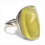 Silver Ring with Large Yellow Amber (Adjustable)