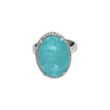 Silver ring with Paraiba and zircons