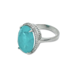 Silver ring with Paraiba and zircons