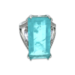 Silver ring with Paraiba and zircons