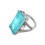 Silver ring with Paraiba and zircons