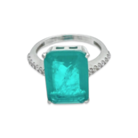 Silver ring with Paraiba and zircons