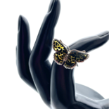 Kleiner silberner Bernsteinring Schmetterling