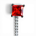 网球耳环 方形和心形橙色锆石