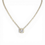 Tennis necklace with button pendant and white zircon