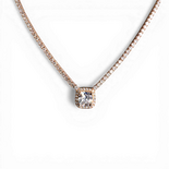 Tennis necklace with button pendant and white zircon