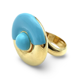 Turquoise and gilded silver ring