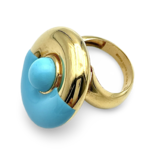 Turquoise and gilded silver ring