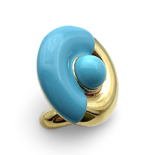 Turquoise and gilded silver ring