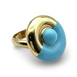 Turquoise and gilded silver ring