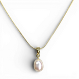 White Pearl gold plated silver necklace