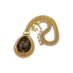 Позолочене бурштинове кольє