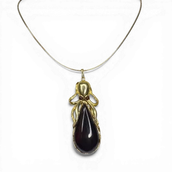 Amber silver gold plated necklace