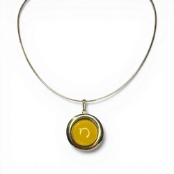 Amber silver gold plated necklace