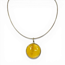 Amber silver gold plated necklace