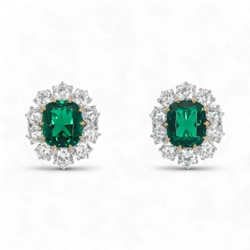 Boucles d'oreilles en émeraude et diamant artificielles